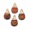 Transparent Resin & Walnut Wood Pendants RESI-N025-030-A01-2
