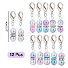 12Pcs Round Rainbow ABS Plastic Imitation Pearl Pendant Stitch Markers HJEW-NB00013-2