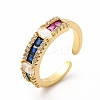 Cubic Zirconia Rectangle Open Cuff Ring KK-A180-29G-3