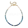 Natural Pearl Rice & Faceted Round Natural Kyanite & Apatite Beaded Anklets AJEW-AN00836-3