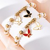 201 Stainless Steel Round Beaded Stretch Bracelets BJEW-C090-03G-D-2