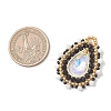 Natural Howlite Faceted Round and Glass Seed Beaded Pendants PALLOY-MZ01218-01-2