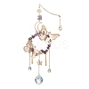 Iron Butterfly & Natural Amethyst Chip Ring Pendant Decorations HJEW-TA00244-1