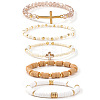 5Pcs 5 Styles Glass & Resin Beads Stretch Bracelet UJ8716-1-5