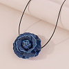 Denim Rose Flower Lace-up Choker Necklaces for Women FS-WG56290-01-4