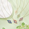 Natural Mixed Gemstone Beaded Rhombus Pendant Necklace NJEW-JN04319-2
