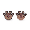 Christmas Printed Wooden Stud Earrings LS-EJEW-D046-06-2