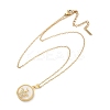 Flat Round with Bee Brass Micro Pave Cubic Zirconia Pendant Neckalces for Women NJEW-C076-12G-4