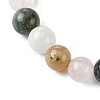 Natural Rose Quartz & Rainbow Moonstone & Sunstone & African Bloodstone Round Beaded Stretch Bracelets BJEW-JB10910-03-3
