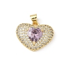 5Pcs Brass Micro Pave Clear Cubic Zirconia Pendants Sets KK-B141-05G-2