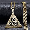 201 Stainless Steel Viking Triskelion Pendant Necklaces for Women Men LS-NJEW-F344-01G-1