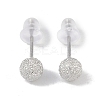 Anti-Tarnish Rhodium Plated 999 Fine Silver Texture Round Stud Earrings for Women EJEW-S215-08P-2