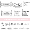 60Pcs 20 Styles Tibetan Style Alloy Connector Charms TIBE-SC0002-51-2