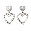 Hollow Heart Brass Micro Pave Clear Cubic Zirconia Dangle Stud Earrings EJEW-Z099-02P-02-4