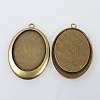 Vintage Tibetan Style Alloy Pendant Cabochon Settings TIBEP-M018-76AB-NF-2