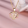 Brass Rose Flower Heart with Letter Pendant Necklaces FS-WGF6950-22-1