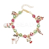 Christmas Alloy Enamel Charm Bracelets BJEW-JB12077-03-2