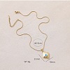 Fashion 304 Stainless Steel Enamel White Evil Eye Rhombus Pendant Necklaces MB5492-5