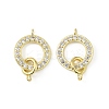 Brass Micro Pave Clear Cubic Zirconia Ring Connector Charms KK-H527-25G-1