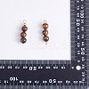 10Pcs Triple Natural Tiger Eye Round Beaded Connector Charms PALLOY-SW00003-06-8