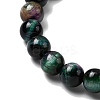 Natural Dyed & Heated Tiger Eye Round Beaded Stretch Bracelets for Men Women BJEW-JB12538-3