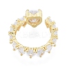 Clear Cubic Zirconia Heart Wrap Open Cuff Rings RJEW-G261-06G-2