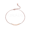 925 Sterling Silver Cable Chain Anklet with Natural Freshwater Pearls AJEW-F162-010RG-1
