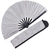 Glitter Plastic & Oxford Cloth Fan with Fan Bags AJEW-WH20022-89C-1