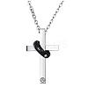 Stainless Steel Cross with Word Cover me with Love Pendant Necklace JN1130A-1