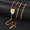 Rosary Bead Necklace with Crucifix Cross NJEW-L450-10G-2