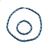 Synthetic Hematite & Brass Column Beaded Necklace Bracelet with Magnetic Clasps SJEW-G079-01-2