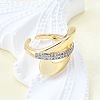 Brass Micro Pave Clear Cubic Zirconia Cuff Rings for Women RJEW-G347-04G-3