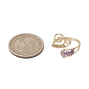 3Pcs Natural Amethyst & Green Aventurine & Rose Quartz Finger Rings RJEW-JR00838-3