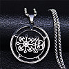 201 Stainless Steel Sigil of Volac/valak Pendant Necklaces NJEW-H065-15P-1