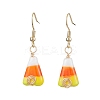 Candy Corn Handmade Lampwork Dangle Earrings EJEW-JE05869-1