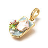 Brass Micro Pave Cubic Zirconia & Enamel Pendants KK-R222-16G-02-2