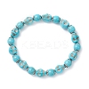 Halloween Dyed Synthetic Turquoise Skull & Round Beaded Stretch Bracelets for Men Women BJEW-JB12255-02-2