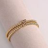 Brass Micro Pave Clear Cubic Zirconia Beads Double Strands Stretch Bracelets for Women FS-WGC7159-10-1