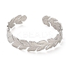 Non-Tarnish 304 Stainless Steel Leaf Cuff Bangles LS-BJEW-G694-08P-2