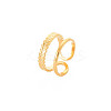 Ion Plating(IP) 304 Stainless Steel Double Line Open Cuff Ring for Women RJEW-S405-189G-3