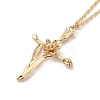 304 Stainless Steel Cross with Flower Pendant Necklaces for Women NJEW-A020-03C-G-1