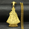 201 Stainless Steel Saint Benedict Medal Pendant Necklaces NJEW-K283-37G-1