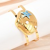 Shell Shape 304 Stainless Steel Enamel Cuff Bangles for Women LS-BJEW-A049-04B-G-3