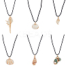 6Pcs 6 Style Natural Shell Pendant Necklaces Set with Wax Cords for Women NJEW-AN0001-42-1