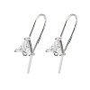 Brass Micro Pave Clear Cubic Zirconia Triangle Earring Hooks KK-L254-11P-1