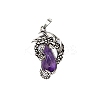 Natural Amethyst Brass Pendants G-PW0004-66H-1