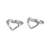 Non-Tarnish 304 Stainless Steel Heart Gesture Open Cuff Ring for Women RJEW-S405-260P-1