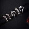 5Pcs Moon & Flower Alloy with Crystal Rhinestone Cuff Rings FS-WGA9DDB-01-3