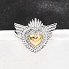 Gothic Style Brass Micro Pave Clear Cubic Zirconia Cuff Rings for Women RJEW-U051-02C-GP-1