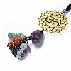 Natural Raw Amethyst & Mixed Stone Chips Tassel Pendant Decorations HJEW-P014-01G-04-2